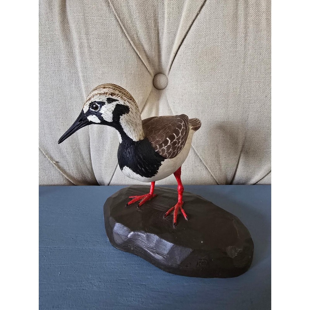 Hand Carved Shorebird Sculptural Signed Robert Cape May Wildlife 1974 Folk Art